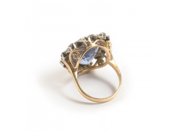 Sapphire and Diamond Platinum Cluster Ring, 17.17ct