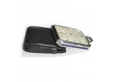 Meister Diamond and Gem-Set Platinum Pocket Watch with case