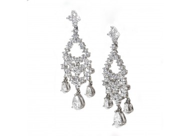 Diamond Chandelier Earrings, 5.32ct side view