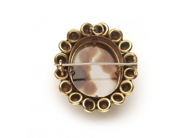 Antique Hardstone Cameo and Gold Brooch, Circa 1875 back