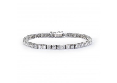 Modern Diamond and Platinum Line Bracelet, 2.00ct