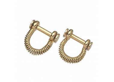 French Gold Spring Stirrup Cufflinks, Circa 1950