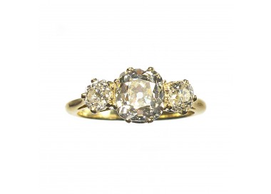 New Edwardian Style Three Stone Diamond and Gold Ring 2.00ct J SI1