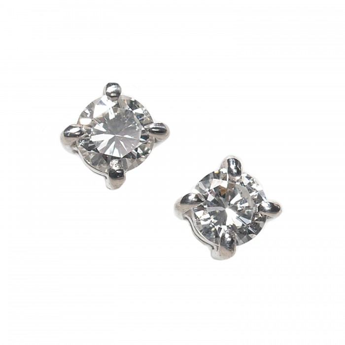 New Diamond and Platinum Four Claw Stud Earrings, 0.44 Carats