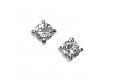 New Diamond and Platinum Four Claw Stud Earrings, 0.44 Carats