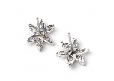 Emerald Diamond and Platinum Flower Earrings