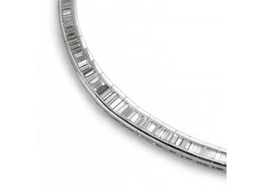 Modern Baguette Diamond Platinum Necklace, 20.00ct