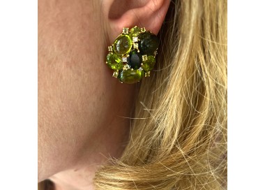 Tourmaline, Peridot and Diamond Earrings