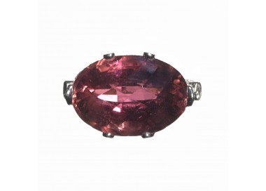Pink Tourmaline Diamond and Platinum Ring