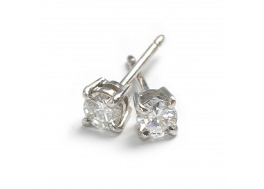 New Diamond and White Gold Four Claw Stud Earrings 0.41Carats