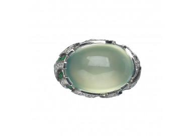 Prehnite Diamond and Green Garnet Cocktail Ring
