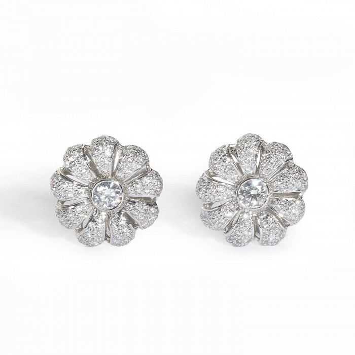 Diamond and Platinum Earrings, 4.53 Carats