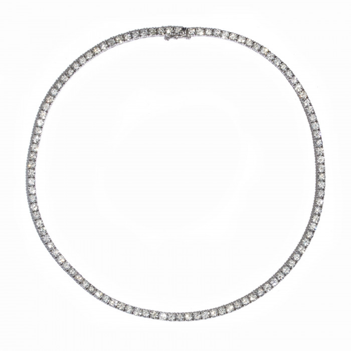 Diamond and White Gold Tennis Necklace, 16.05 Carats