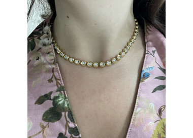 Vintage Italian Diamond and Gold Necklace, 8.00 Carats, Circa 1990 modelled