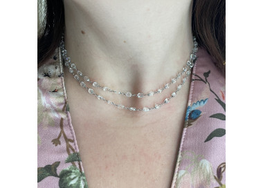 Briolette Diamond and White Gold Necklace, 36.83ct modelled