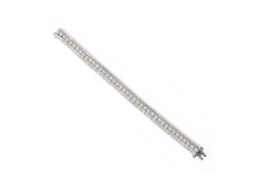 Pearl, Diamond and Platinum Bracelet, 3.81ct