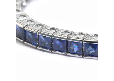 Sapphire and Platinum Line Bracelet, 9.47ct
