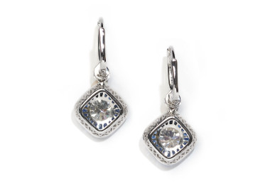Sapphire, Diamond and Platinum Drop Earrings, 2.70ct