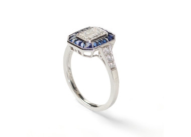 Sapphire, Diamond and Platinum Cluster Ring, 1.01ct