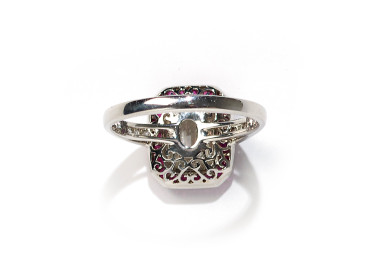 Ruby, Diamond and Platinum Cluster Ring, 1.52ct