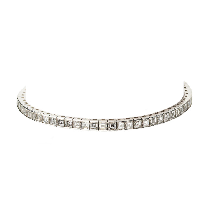 Modern Diamond and Platinum Line Bracelet, 8.40ct