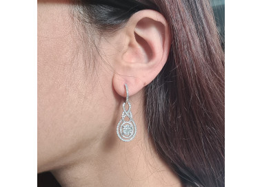 Diamond Drop Earrings, 1.69ct modelled