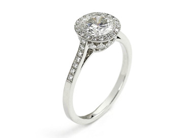 Modern Diamond and Platinum Halo Ring, 1.00 Carat