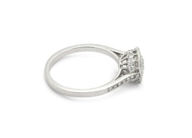 Modern Diamond and Platinum Halo Ring, 1.00 Carat