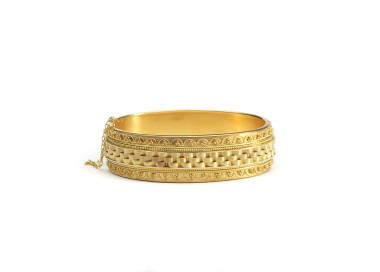 Victorian Etruscan Style Gold Bangle, Circa 1875