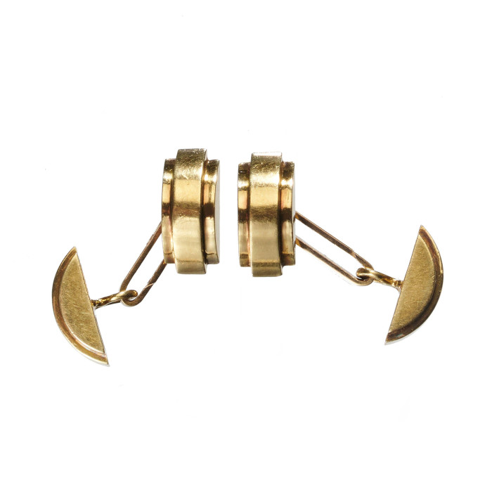 Belgian Marcel Wolfers Art Deco Gold Cufflinks, Circa 1925