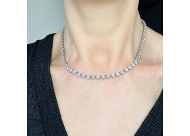 Modern Diamond and Platinum Rivière Necklace, 25.00ct