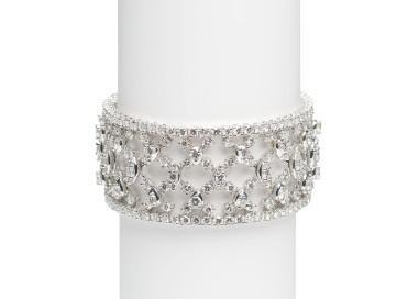 Wide Diamond and White Gold Trellis Bracelet, Circa 2000, 22.17 Carats