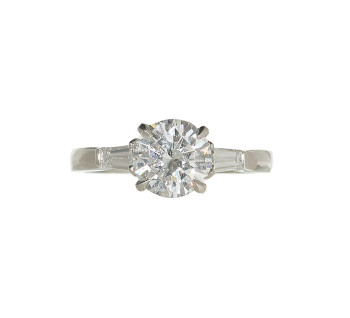 Modern Diamond and Platinum Solitaire Ring, 1.55 Carats