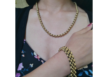 Antique Georgian Long Gold Chain, Necklace and Bracelets, Circa 1820, modelled