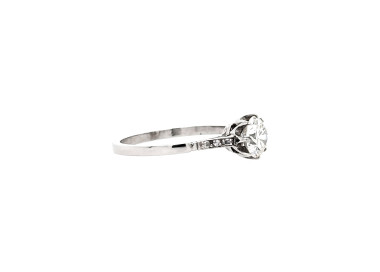 Diamond and Platinum Solitaire Ring, 0.87 Carats
