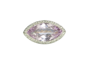 Modern Navette Kunzite Diamond and Platinum Dress Ring