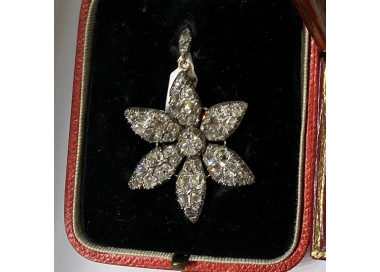 Georgian Diamond and Silver Flower Pendant, Circa 1790, modelled
