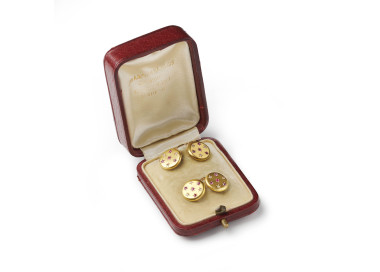 Vintage Ruby Diamond and Gold Cufflinks, Circa 1935