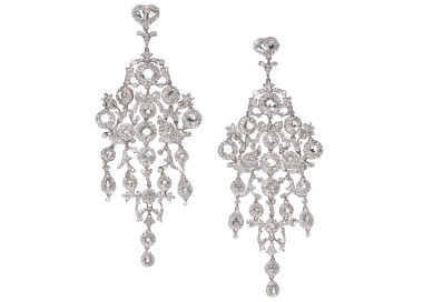 Modern Large Diamond and Platinum Chandelier Earrings, 15.26 Carats