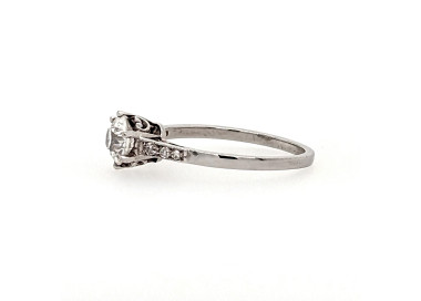 Art Deco Single Stone Diamond and Platinum Ring, 0.84ct, Circa 1930