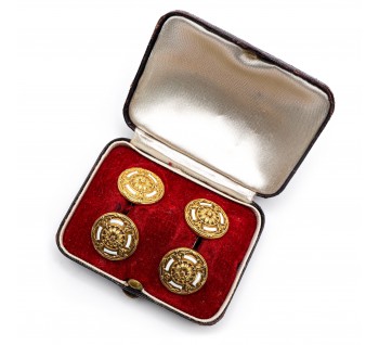 Antique French Enamel and Gold Cufflinks, Circa 1915