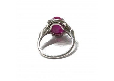 Modern Cabochon Star Ruby Diamond and Platinum Ring, 8.60 Carats
