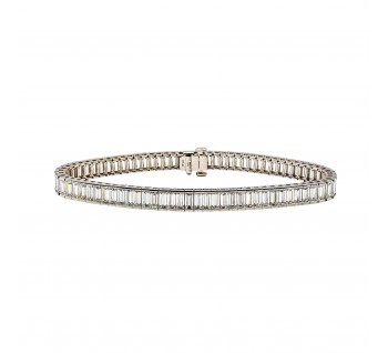 Modern Baguette Cut Diamond and Platinum Line Bracelet, 11.46ct