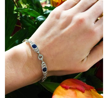 French Belle Époque Thibault & Jolivot Sapphire Diamond and Platinum Bracelet, Circa 1910