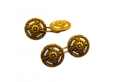 Antique French Enamel and Gold Cufflinks, Circa 1915