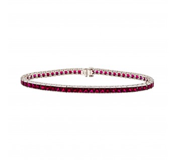 Modern Ruby and Platinum Line Bracelet, 8.90ct