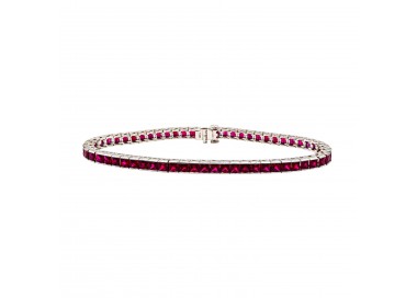 Modern Ruby and Platinum Line Bracelet, 8.90ct