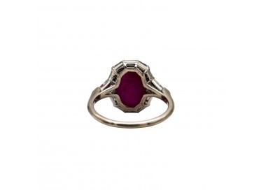 Modern Cabochon Star Ruby Diamond and Platinum Ring, 8.60 Carats