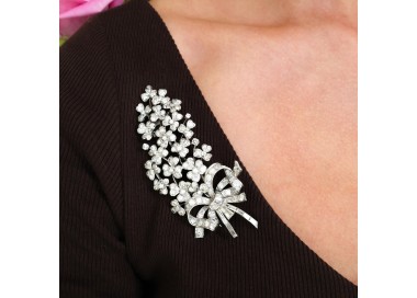 Vintage Diamond and White Gold Lilac Flower Brooch, Circa 1950