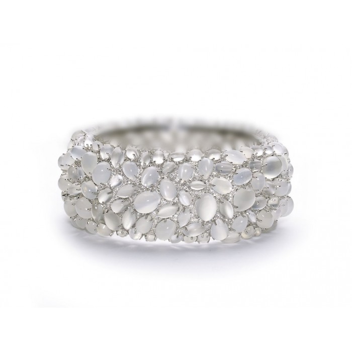 Moonstone and diamond 18ct white gold bracelet